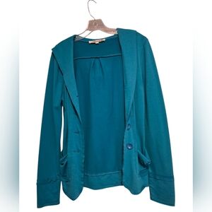 Annabella Teal Knit Hooded Lightweight Jacket